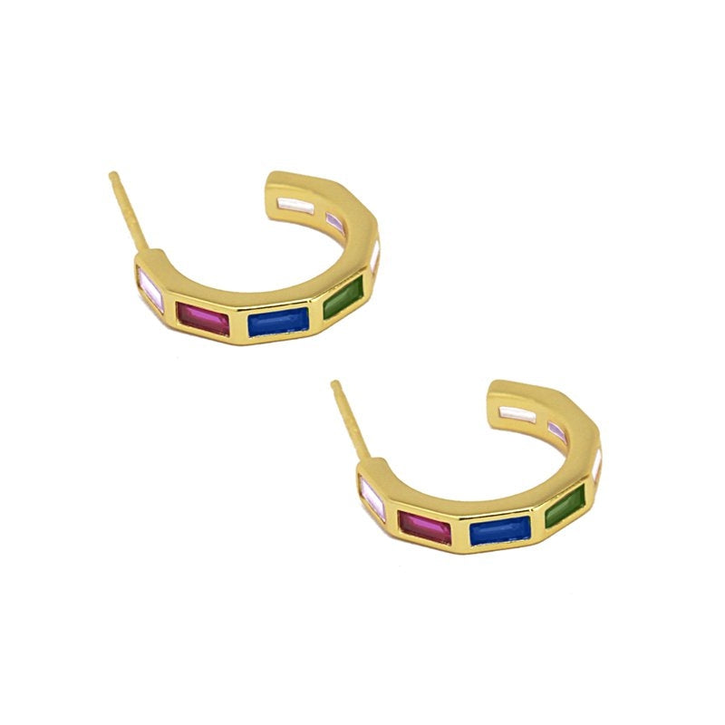 Aros dorados con circonitas combinado 2