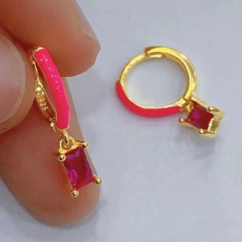 Aros plata con circonita fucsia anartxy