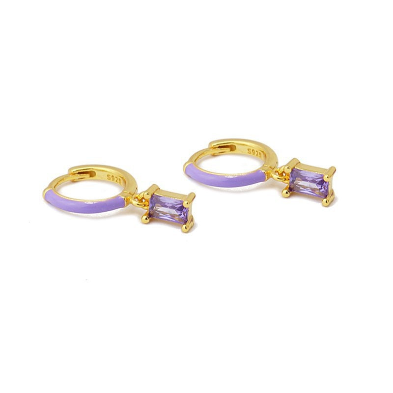 Aros plata con circonita lila 2