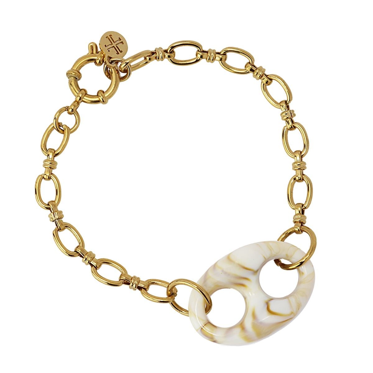 Pulsera eslabones marinera beige