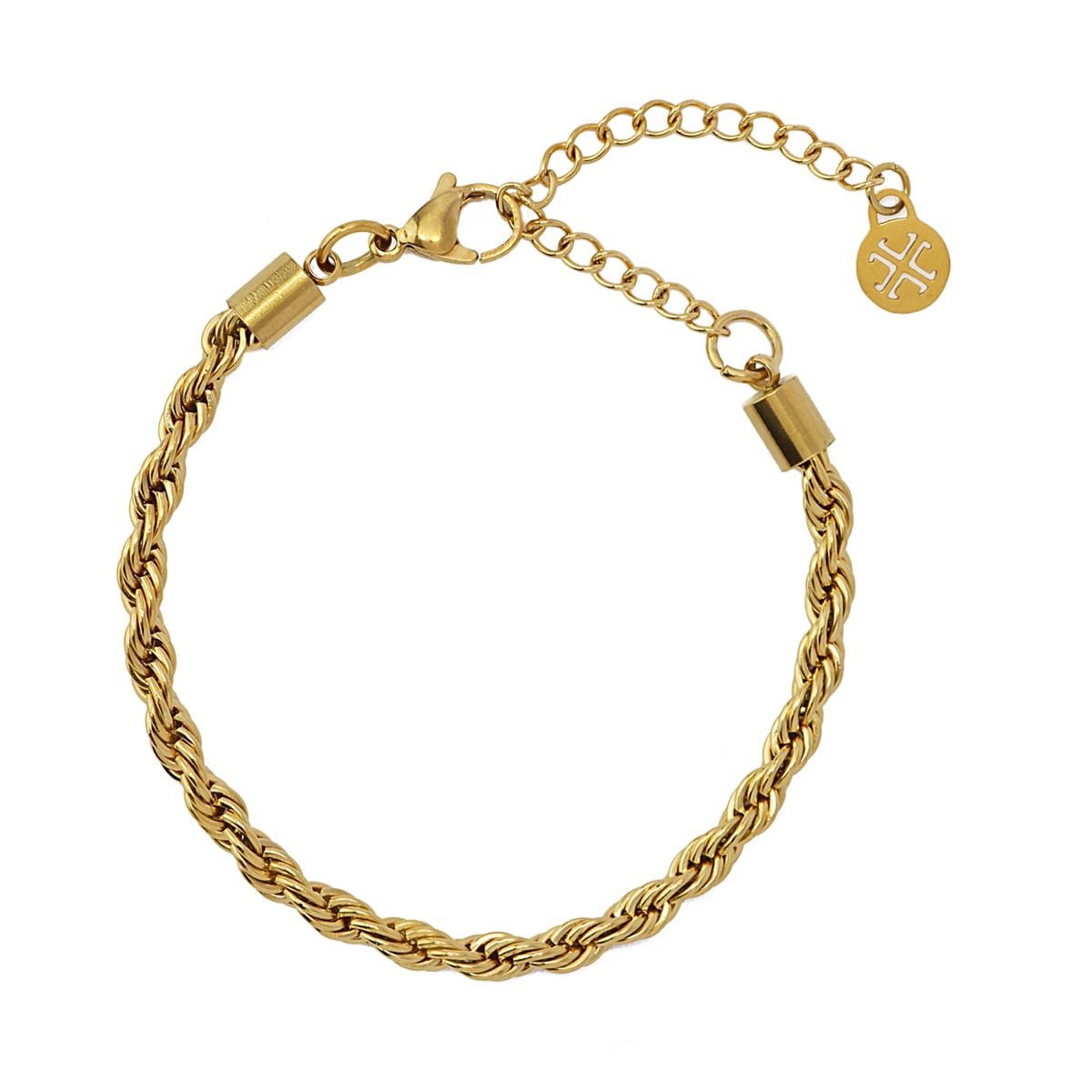 pulsera acero cordón 4mm dorada anartxy