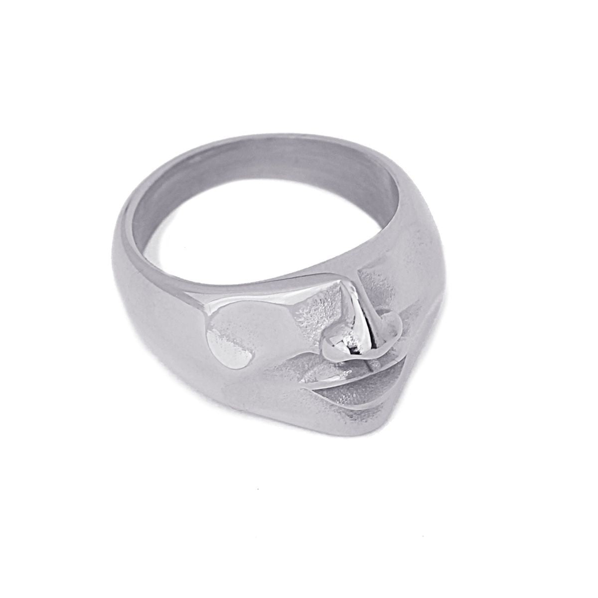 anillo acero rostro plateado anartxy