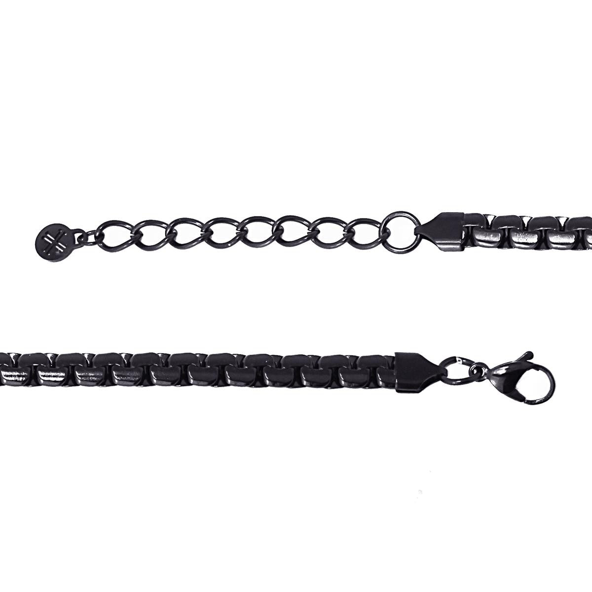 pulsera hombre acero cadena plana  negro