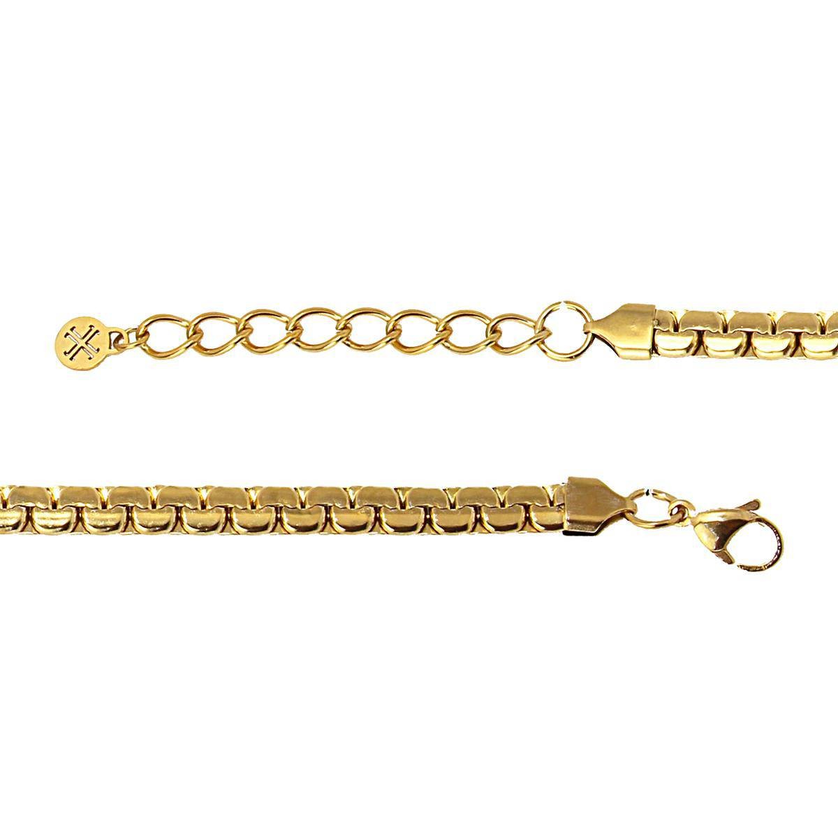 pulsera hombre acero cadena plana dorado