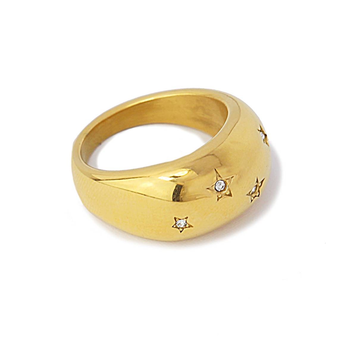 anillo acero estrellas circonitas