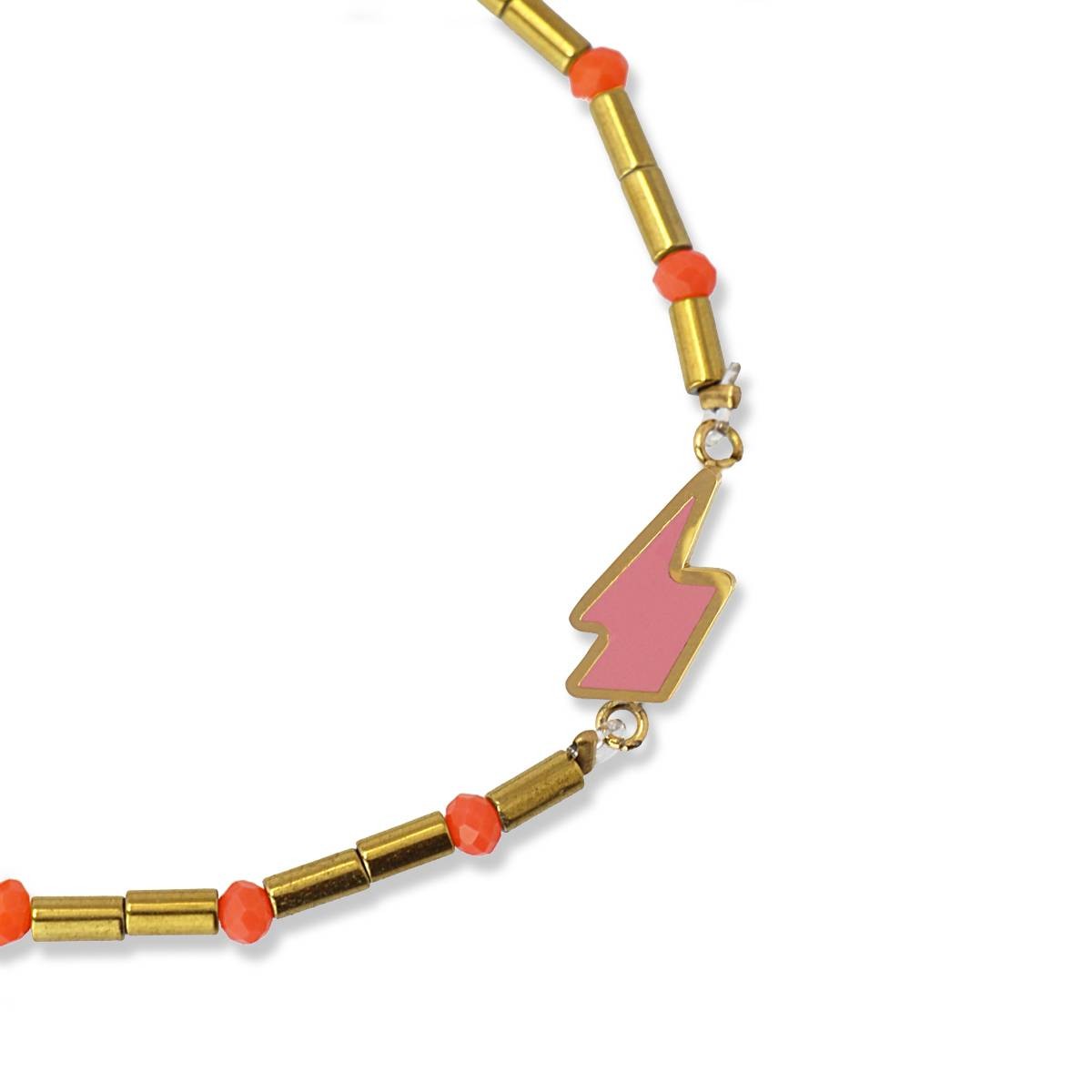 Pulsera rayo acero color dorado rosa