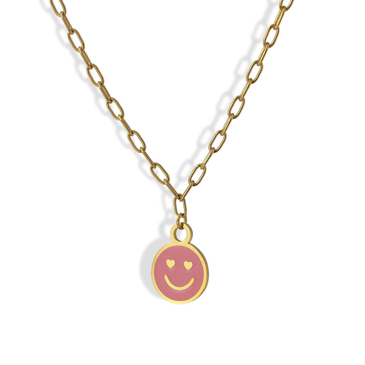 Collar smile acero dorado rosa 2