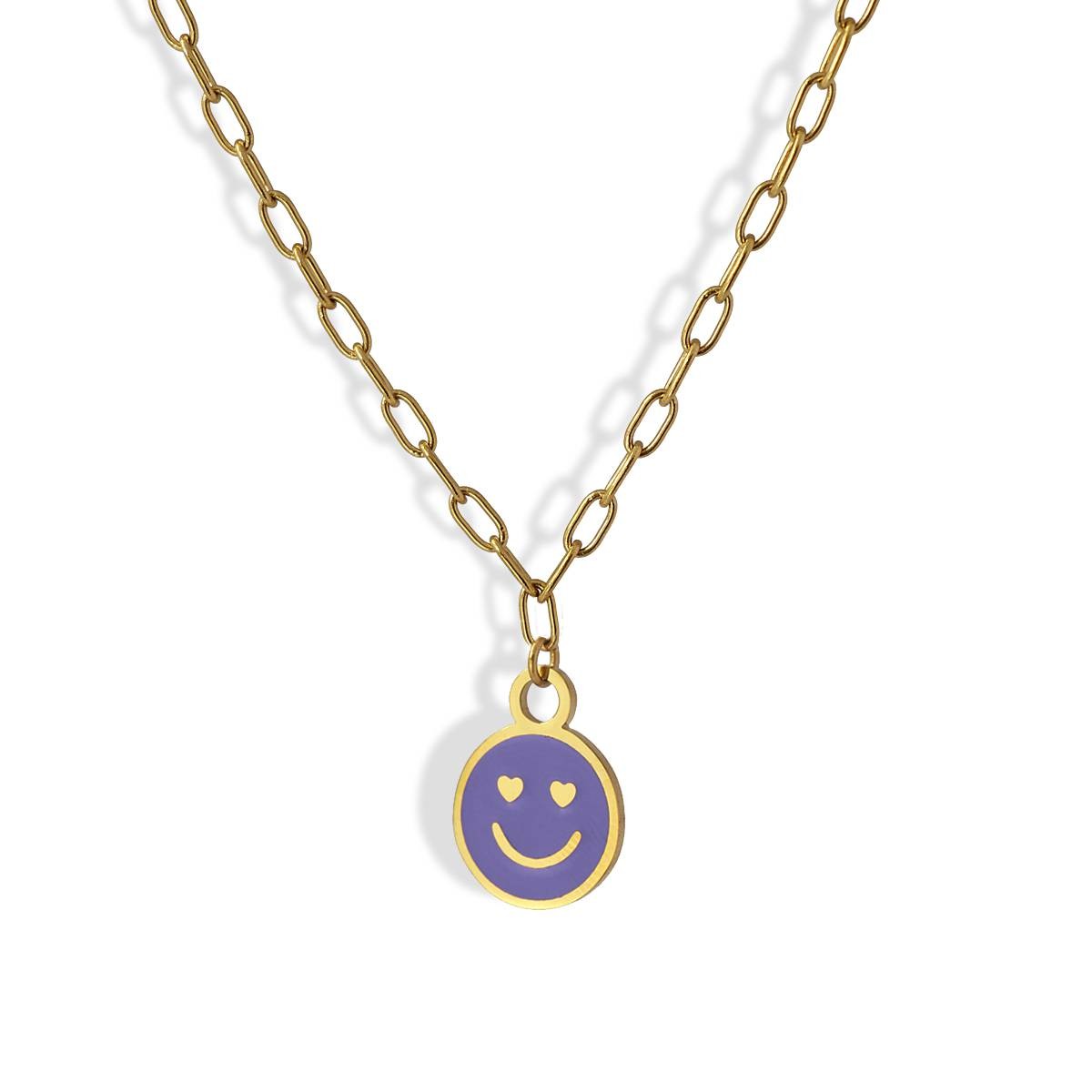 Collar smile acero dorado violeta