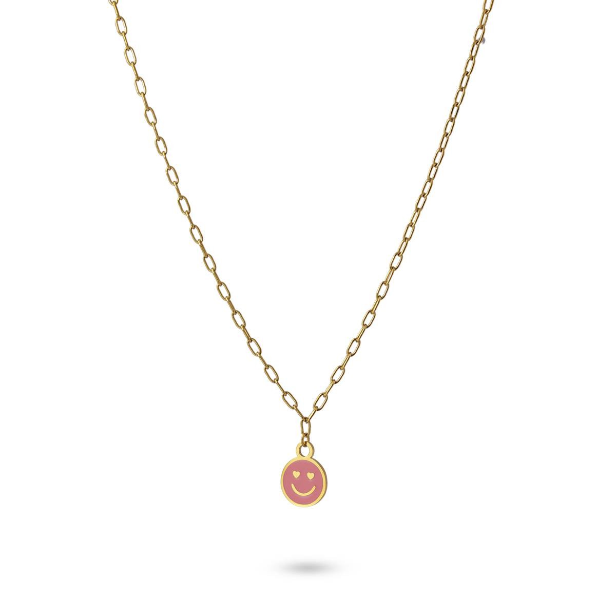 Collar smile acero dorado rosa