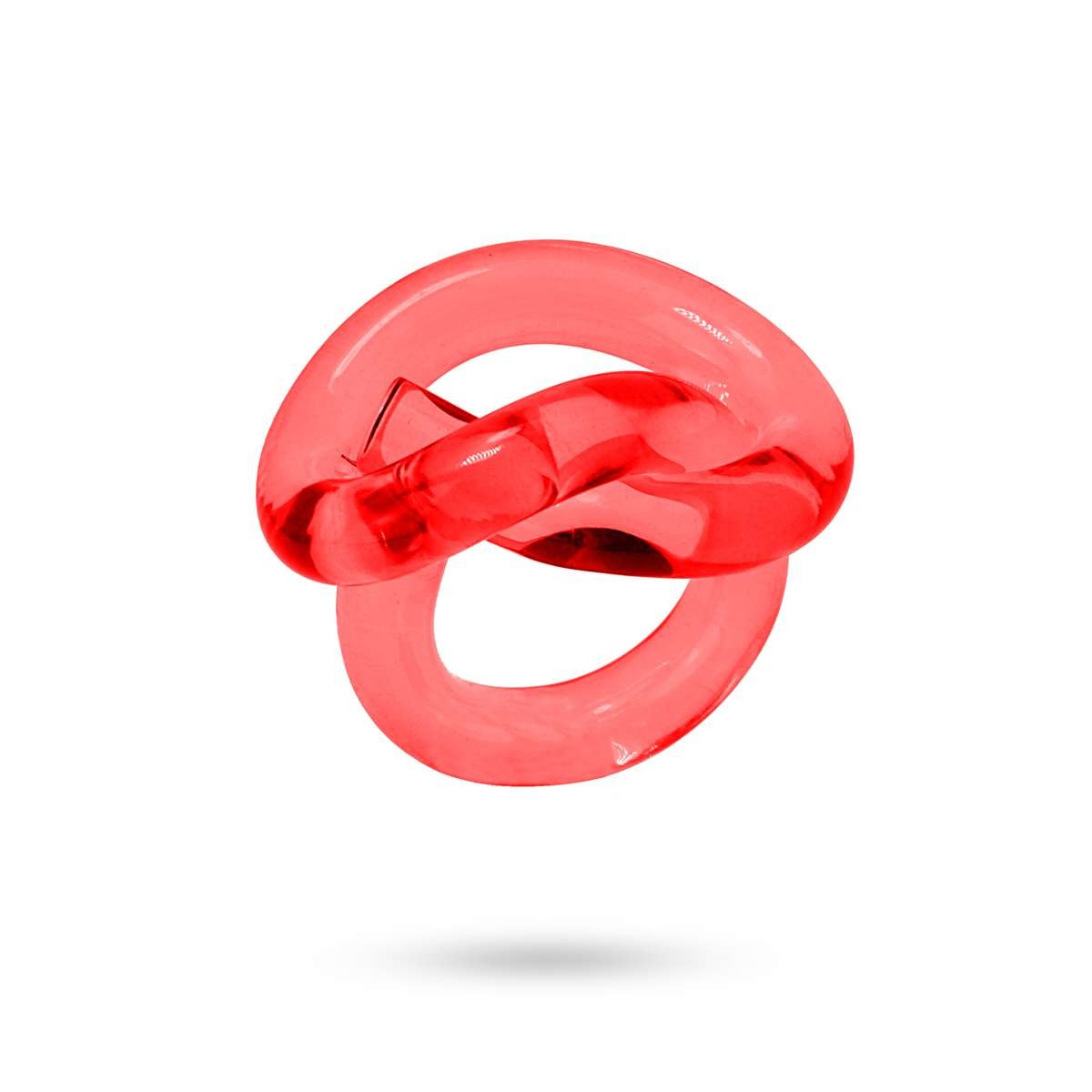 anillo maxi nudo plastico reciclado anartxy transparente  rojo