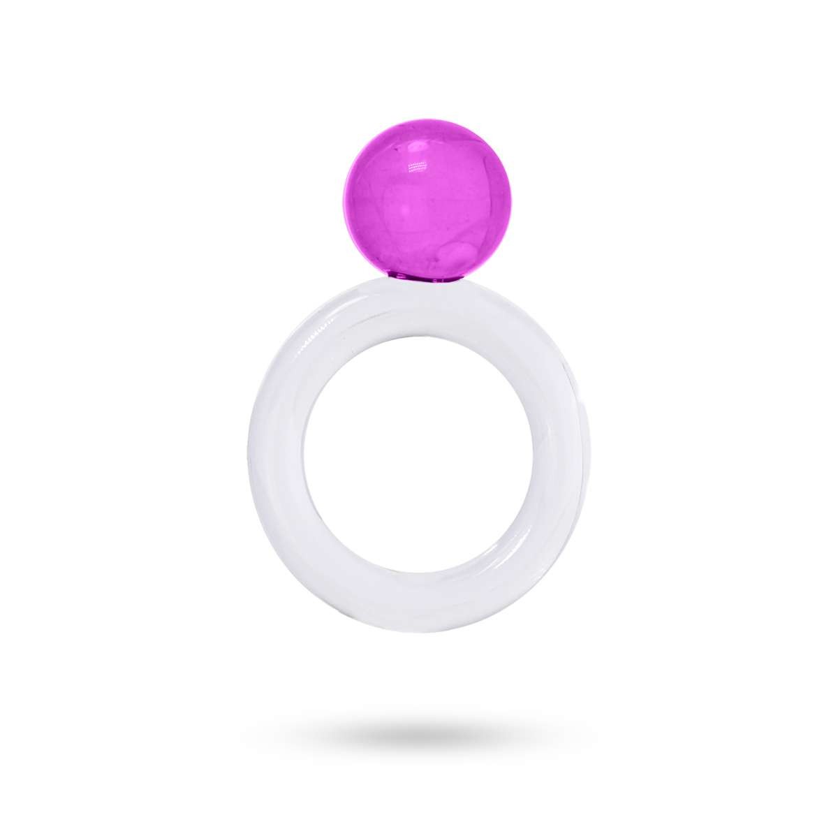 anillo plastico reciclado bola esfera transparente violeta