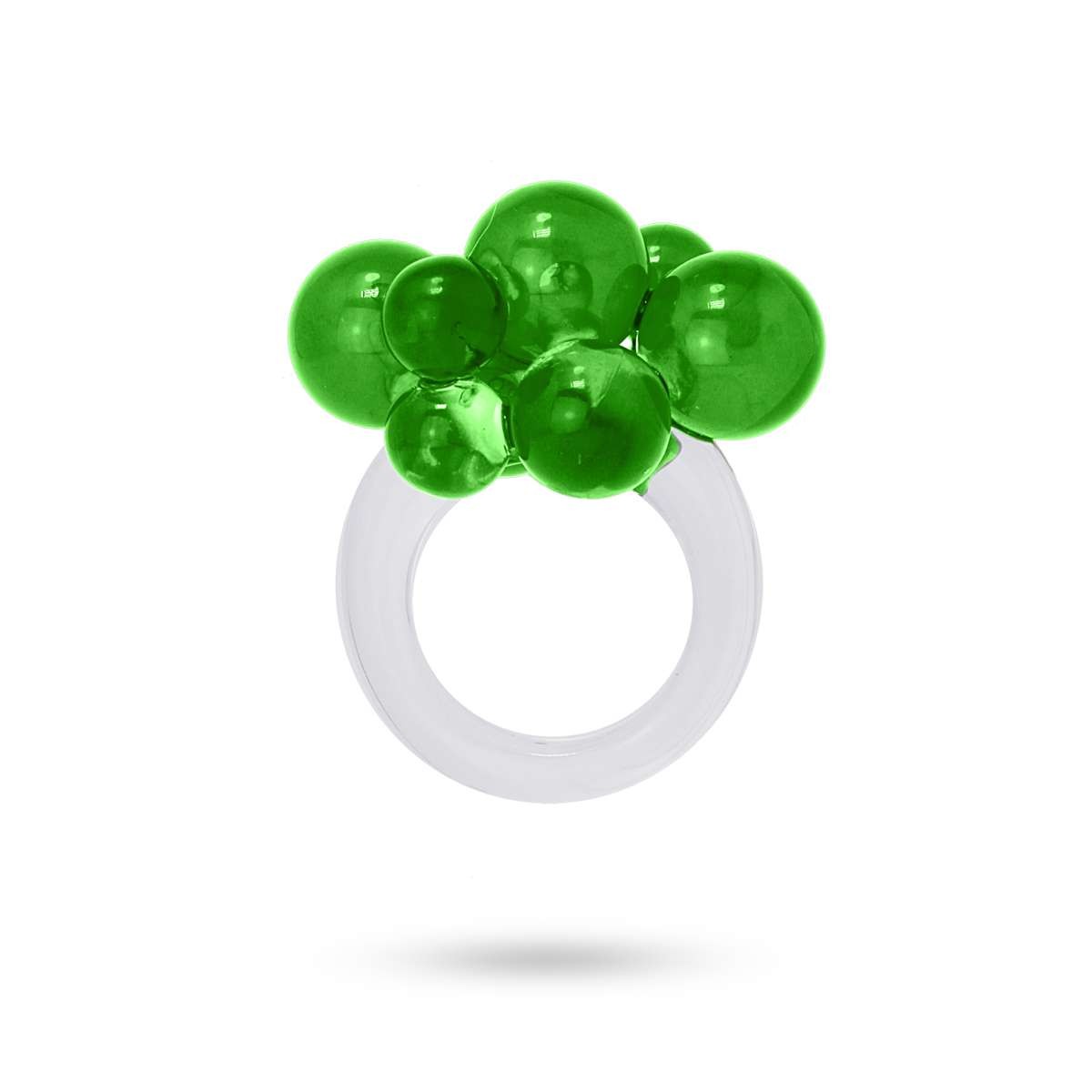 anillo plastico reciclado nube bolas transparente verde