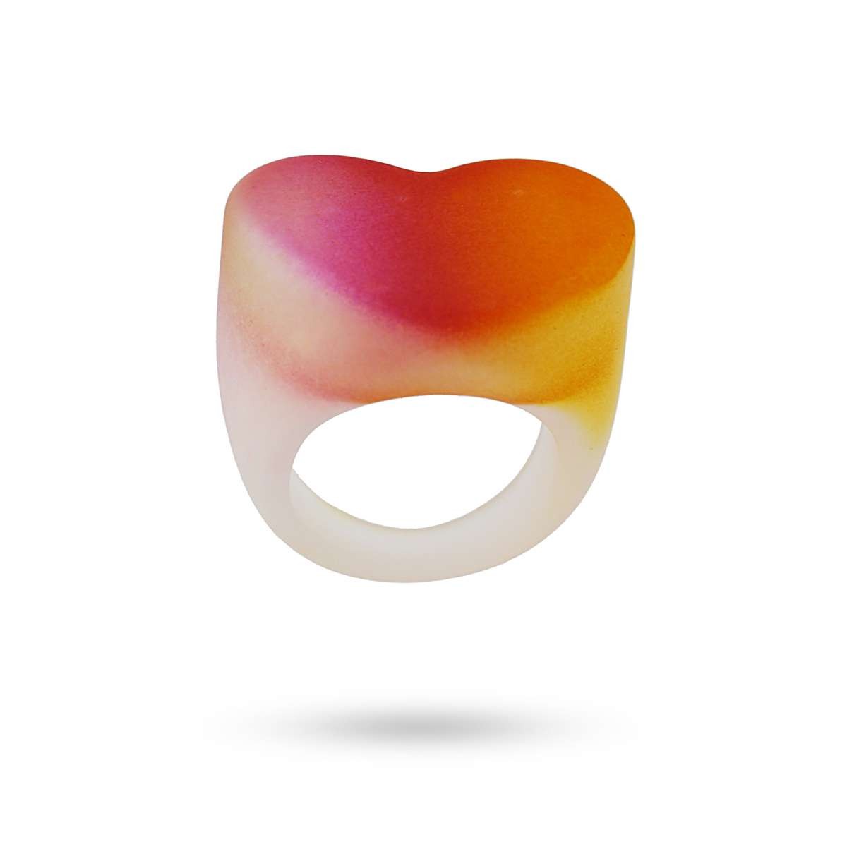 anillo maxi plastico reciclado color degradado helado corazón  naranja
