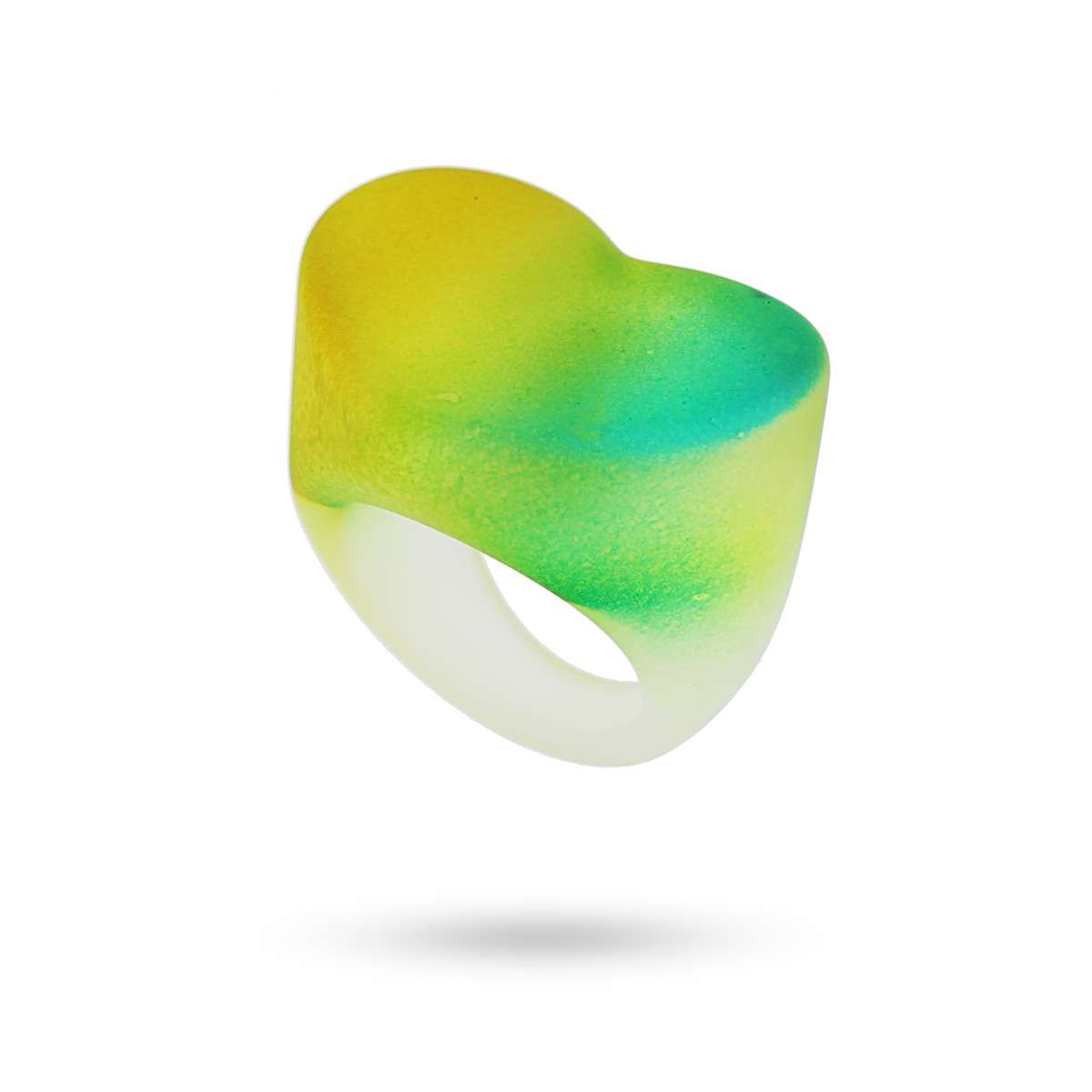 anillo maxi plastico reciclado color degradado helado corazón verde
