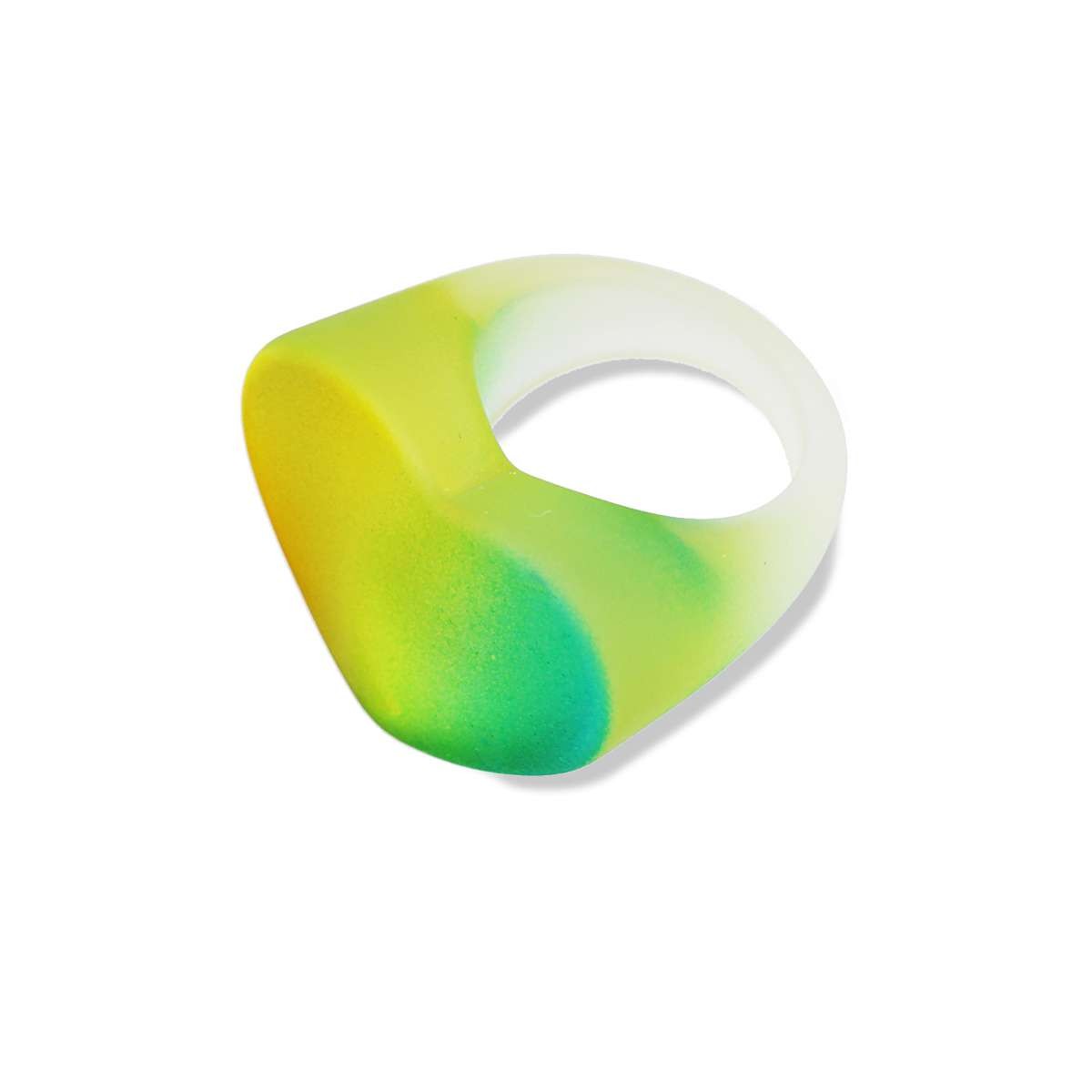 anillo maxi plastico reciclado color degradado helado corazón anartxy  verde