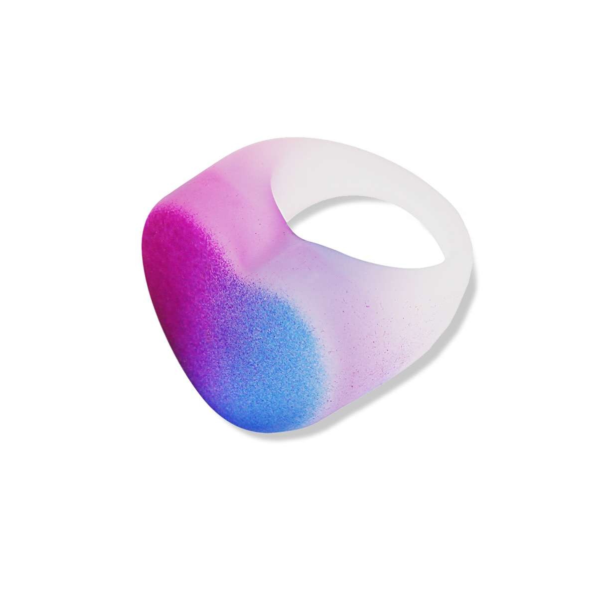 anillo maxi plastico reciclado color degradado helado corazón  azul