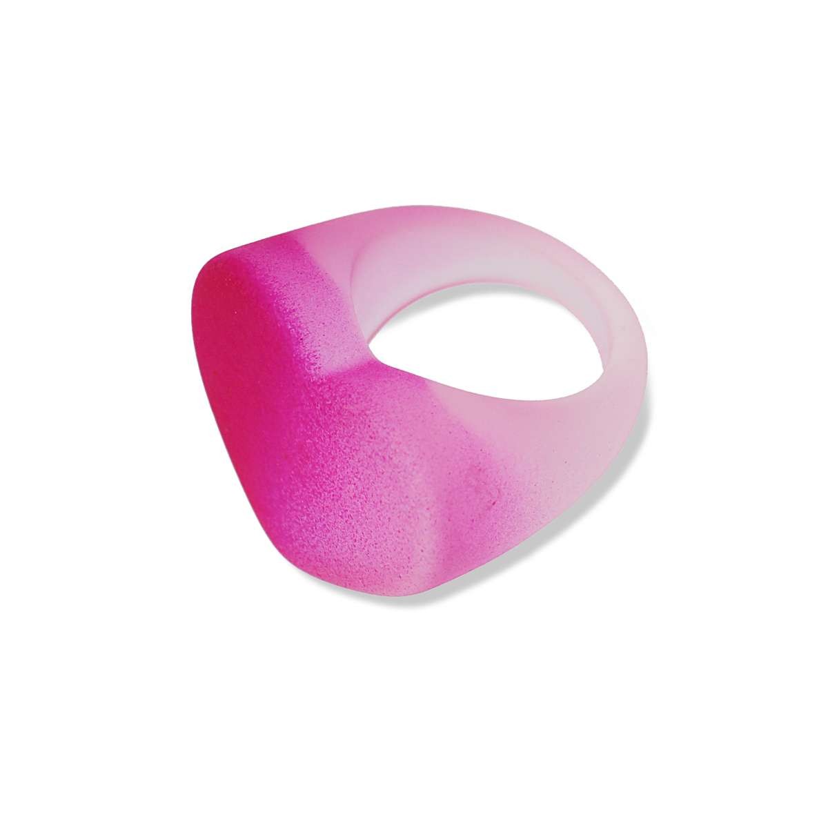 anillo maxi plastico reciclado color degradado helado corazón anartxy rosa