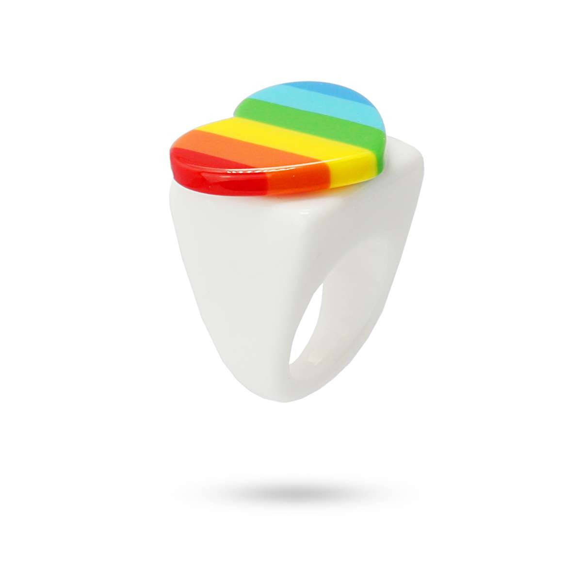anillo maxi plástico reciclado corazón multicolor