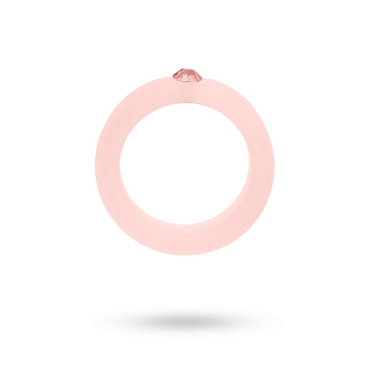 anillo plástico reciclado efecto esmerilado circonita color anartxy  rosa