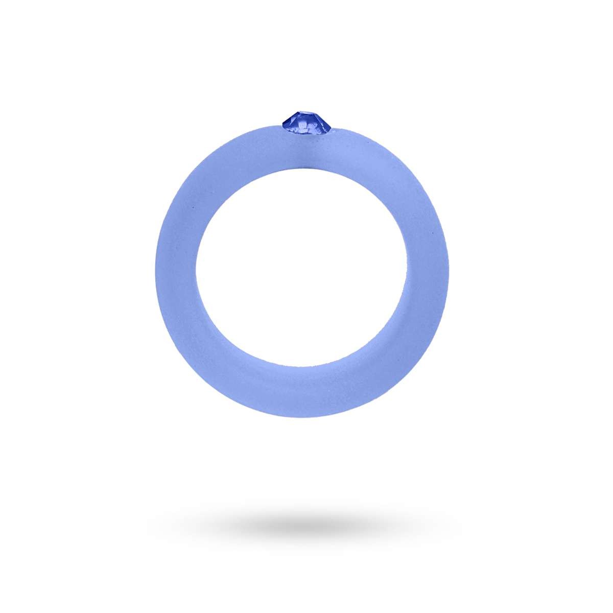 anillo plástico reciclado efecto esmerilado circonita color azul