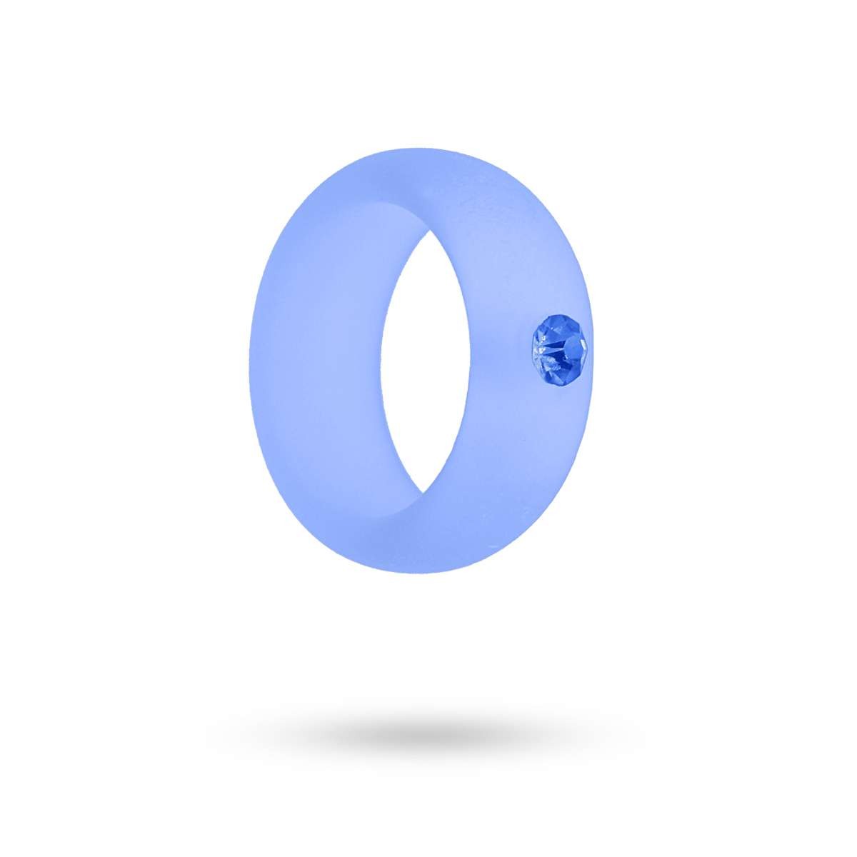 anillo plástico reciclado efecto esmerilado circonita color anartxy  azul