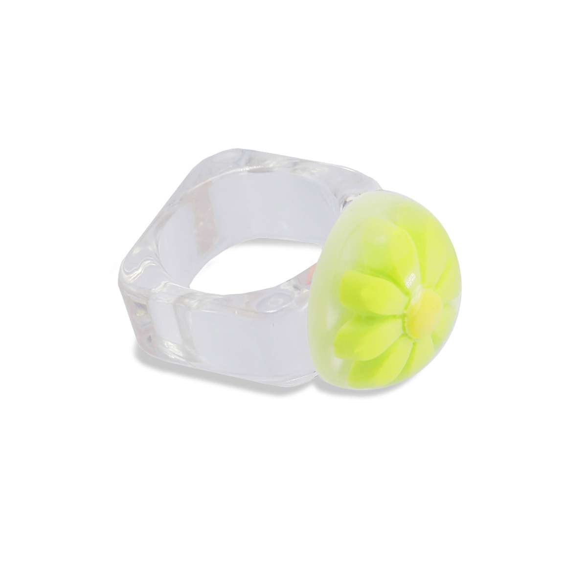 maxi anillo plastico transparente reciclado semiesfera flor margarita  lima