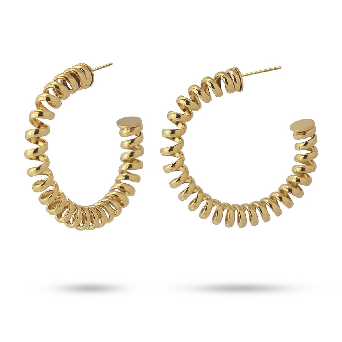 pendientes aros grandes muelle cable acero quirúrgico anartxy dorado