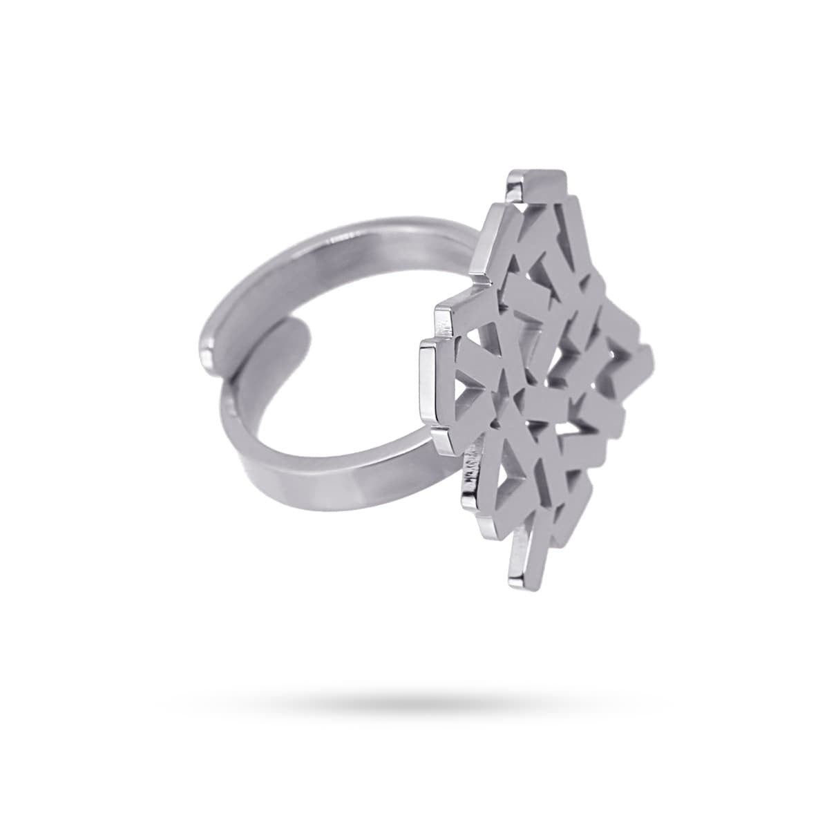 anillo acero ajustable detalle cuadrado bastoncillos geométrico anartxy