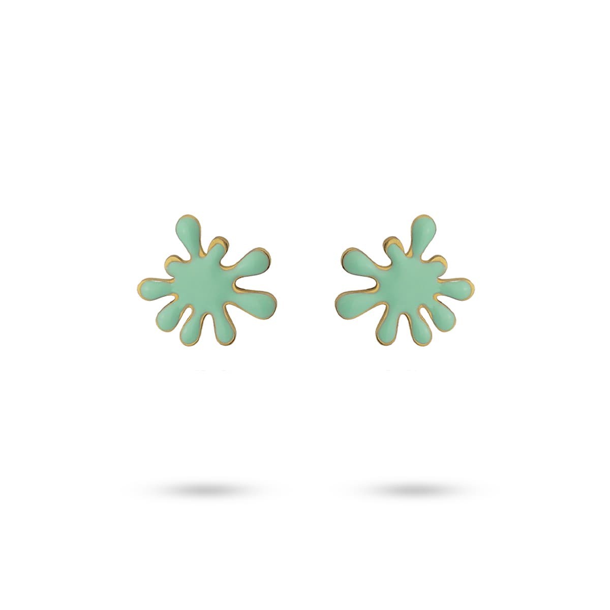 pendientes acero color esmalte gota dorado turquesa