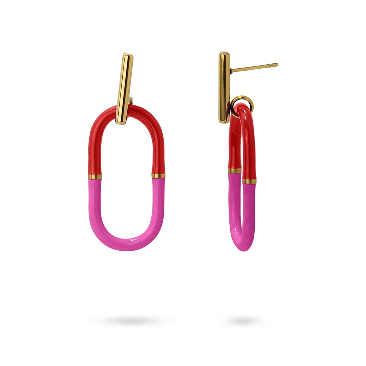 Pendientes esmaltados bicolor CPE144 Rosa Anartxy