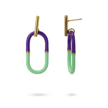 Pendientes esmaltados bicolor CPE144 Azul Anartxy