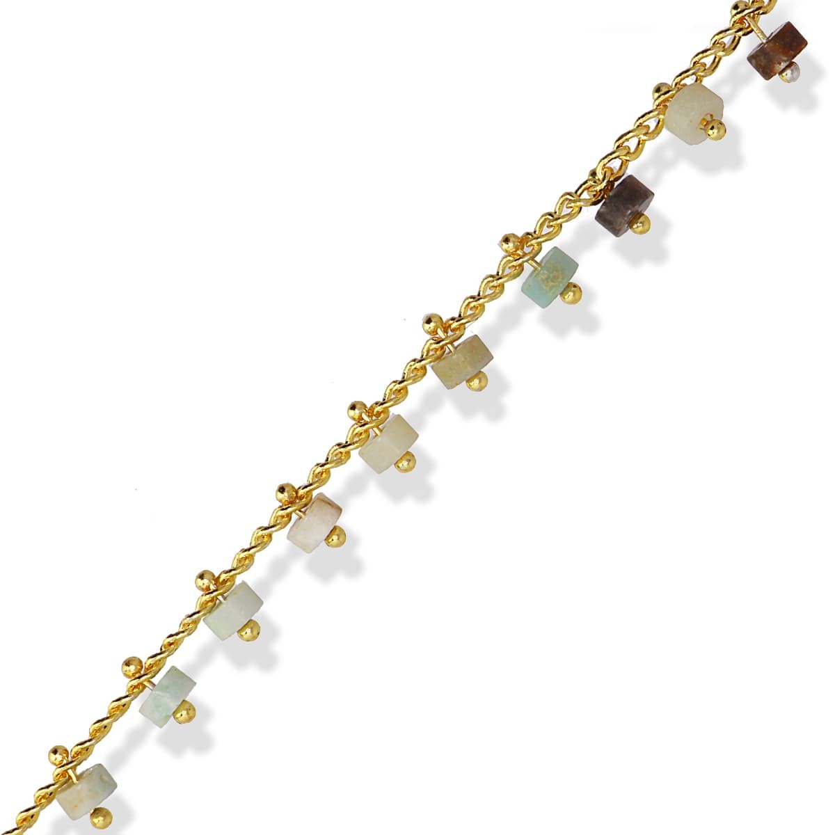 Pulsera piedra natural BPU588 abalorio cuentas dorado acero color