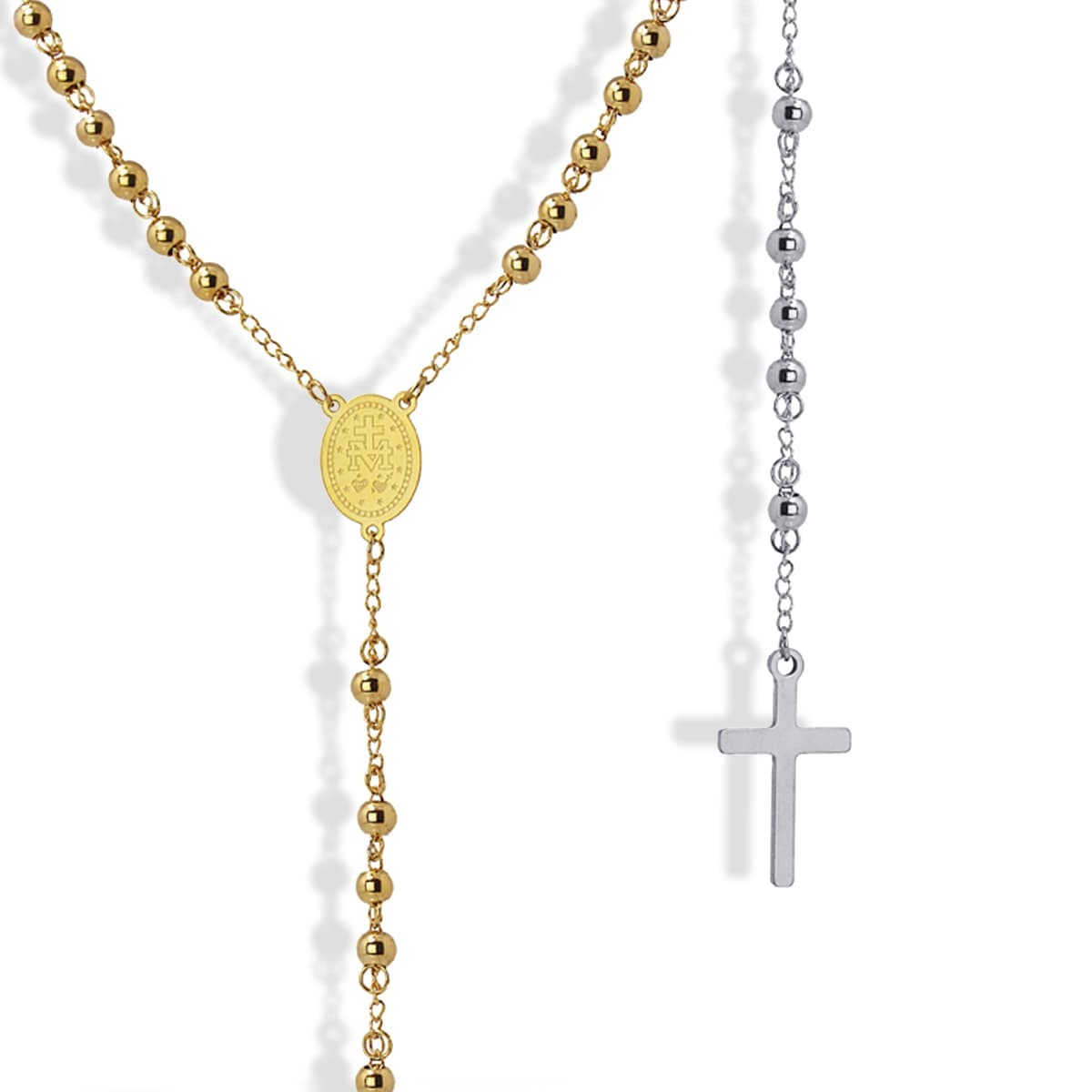 collar acero quirúrgico rosario cruz virgen 6mm