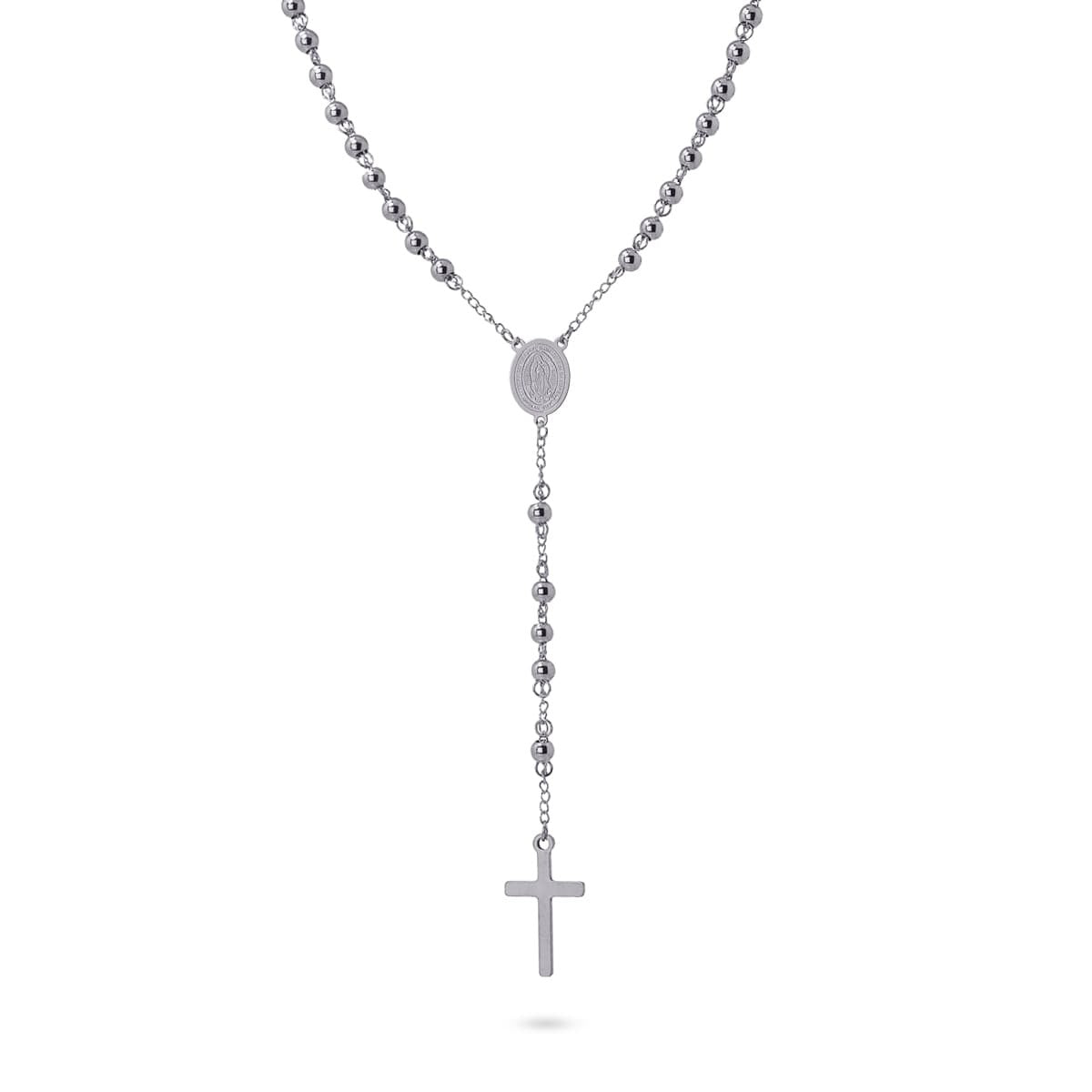 collar acero quirúrgico rosario cruz virgen 6mm  anartxy