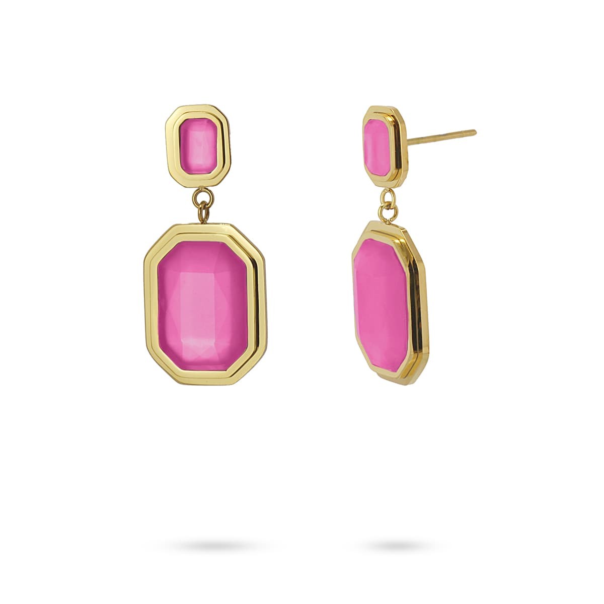 Pendientes cortos dorado acero quirúrgico  rosa