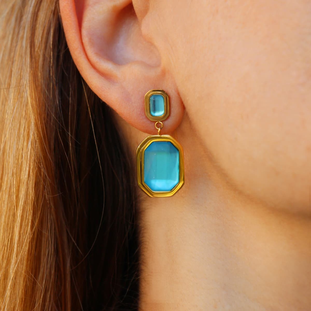 Pendientes piedras color CPE170 azul