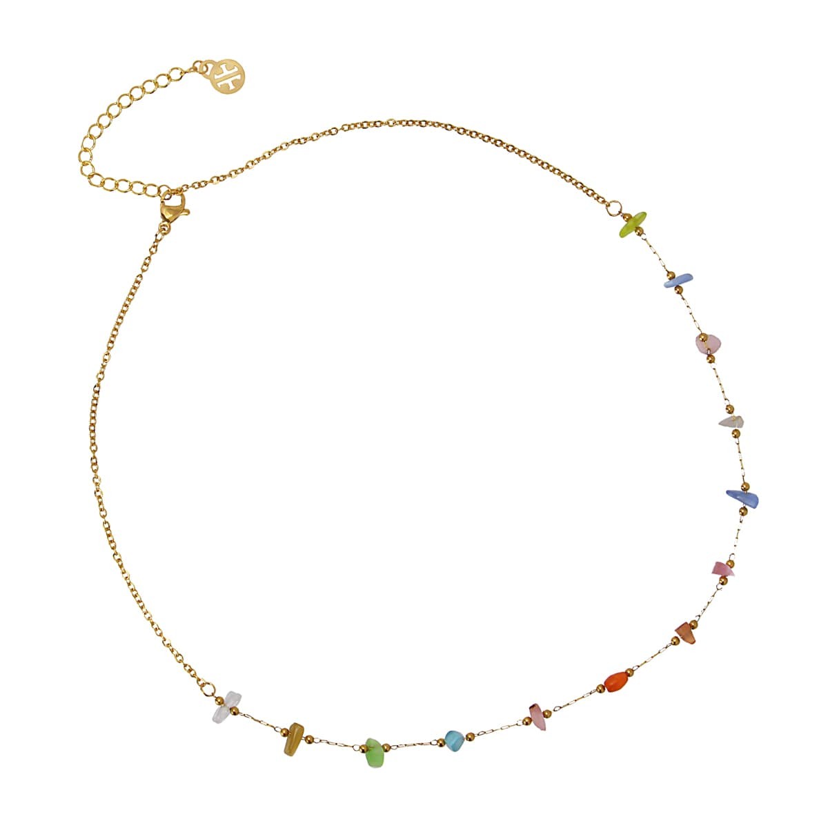 collar acero  cuentas piedra natural irregular color anartxy