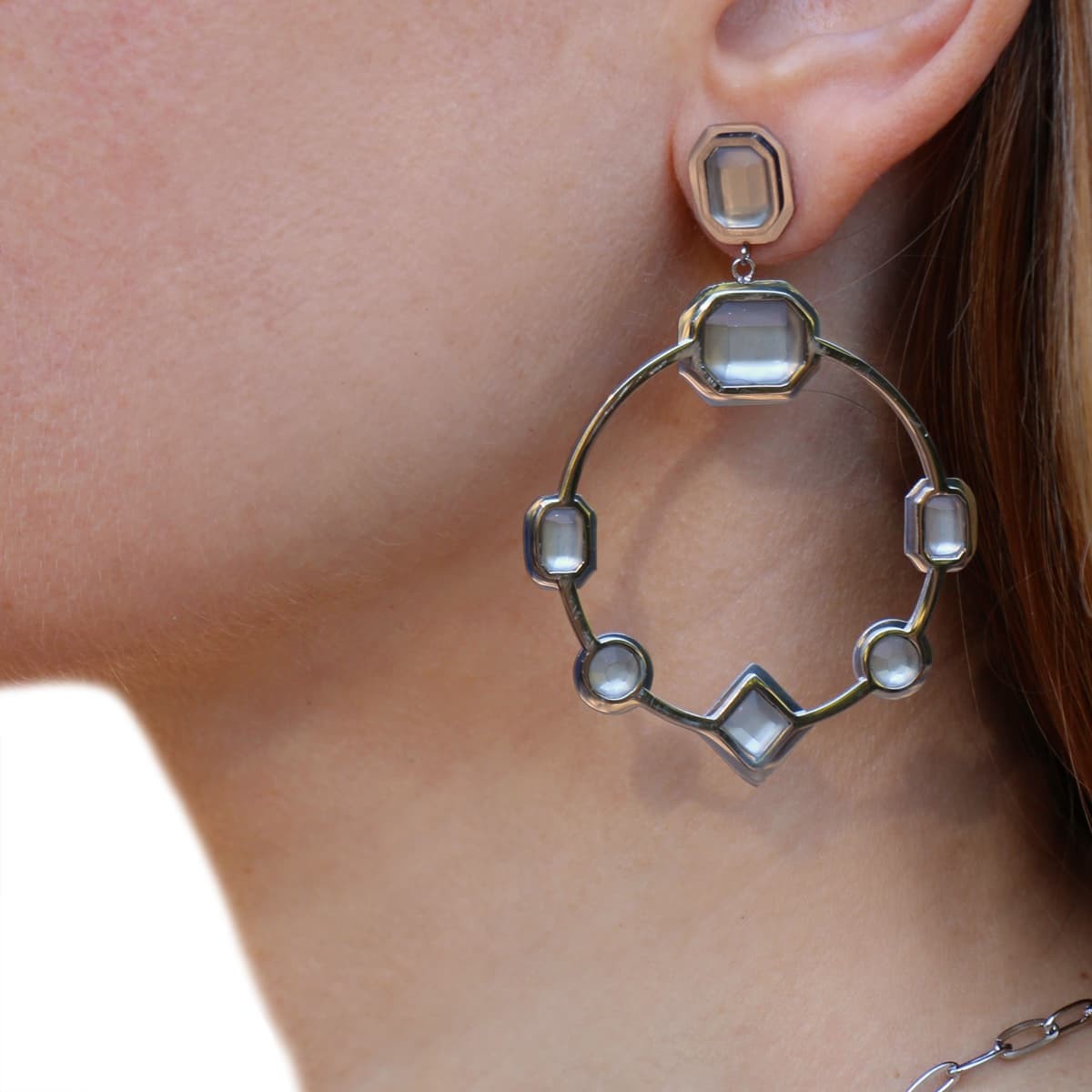 Pendientes piedras color CPE171 gris