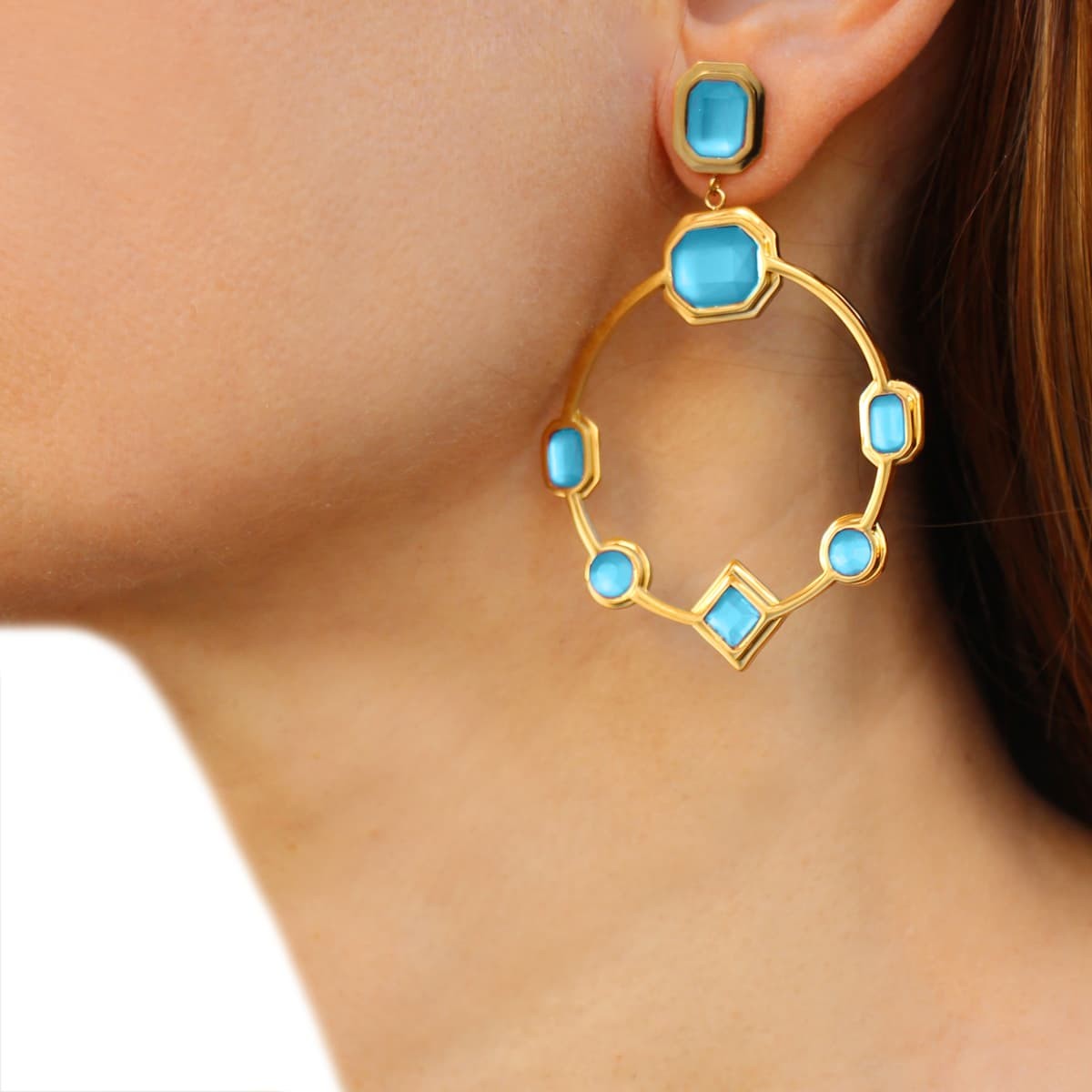 Pendientes piedras color CPE171 azul
