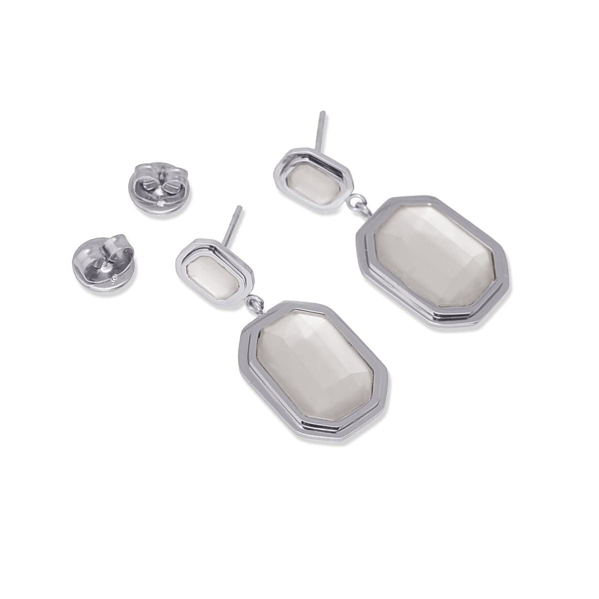 Pendientes cortos acero quirúrgico plástico reciclado piedra coloreada gris anartxy