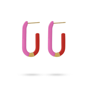 Aros esmaltados bicolor CPE139 Rosa Anartxy