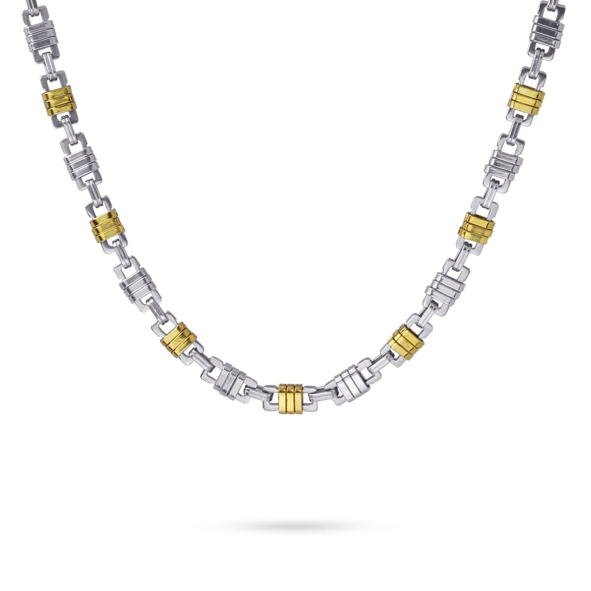 collar hombre acero eslabones bicolor oro