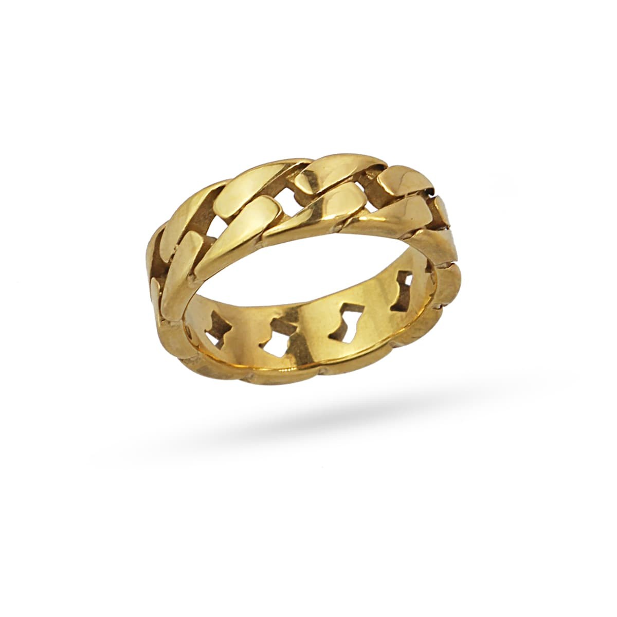 anillo hombre acero quirúrgico eslabones anartxy dorado