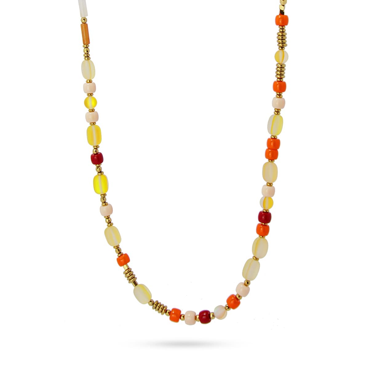 collar largo acero cuentas cristal color anartxy naranja