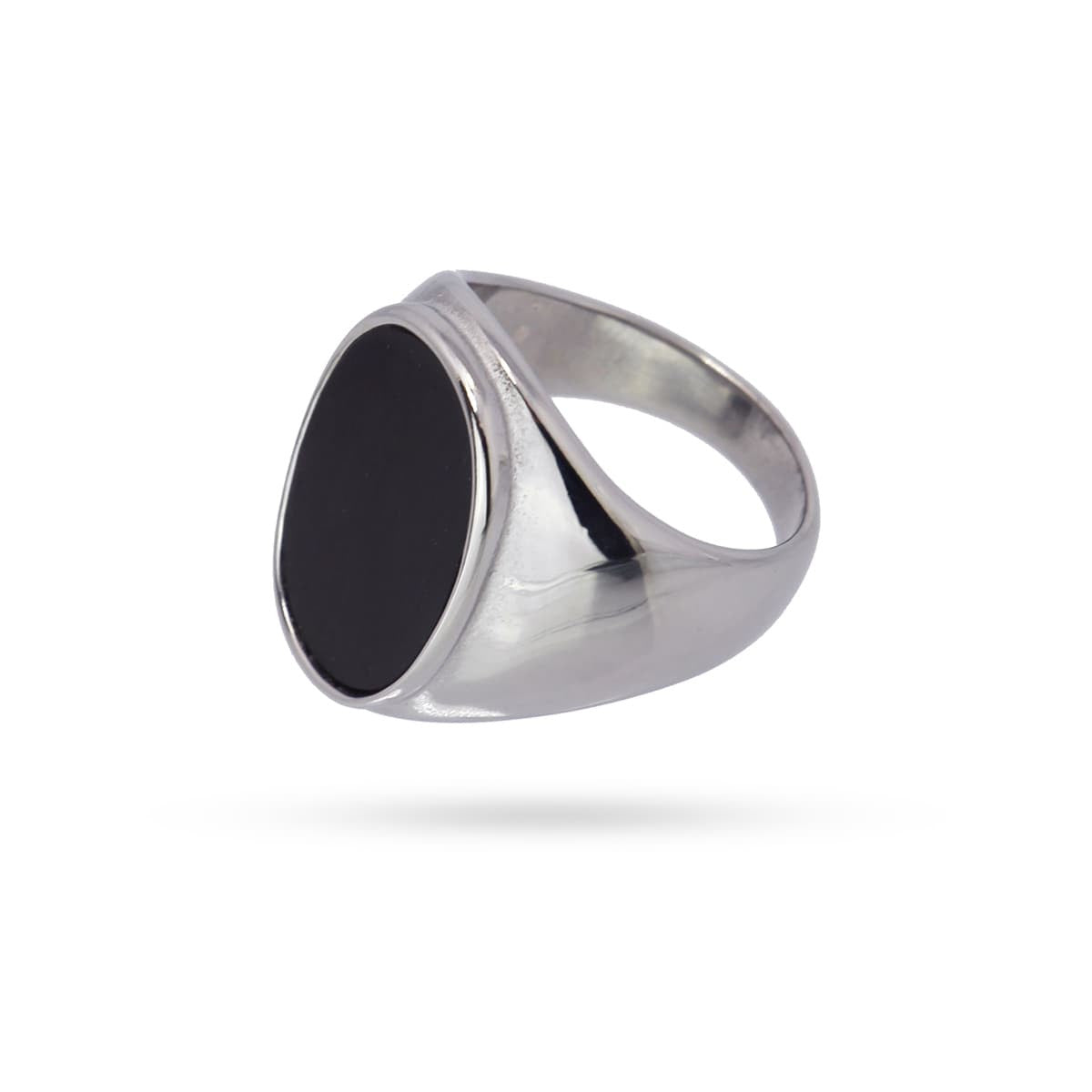 anillo hombre acero ópalo negro