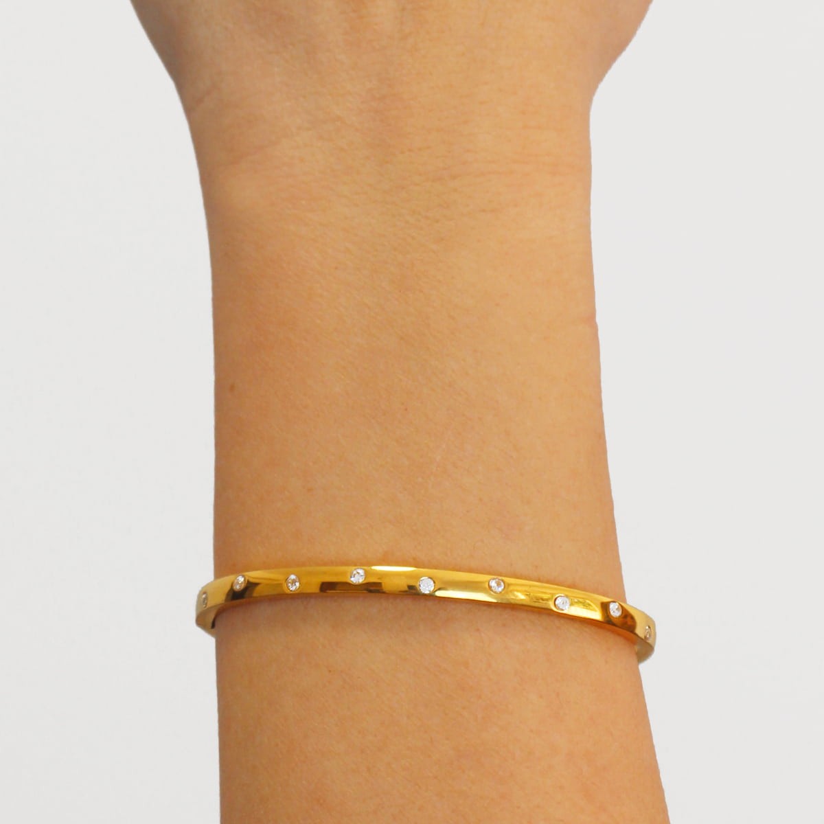Pulsera circonitas BPU656 dorado anartxy plateado acero