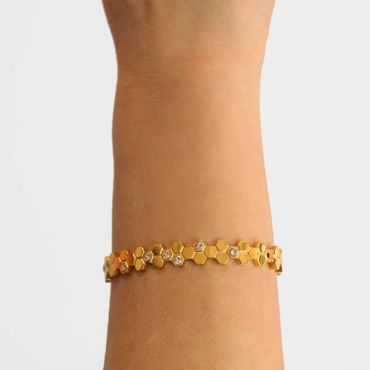 Pulsera panal BPU652 dorado anartxy plateado acero