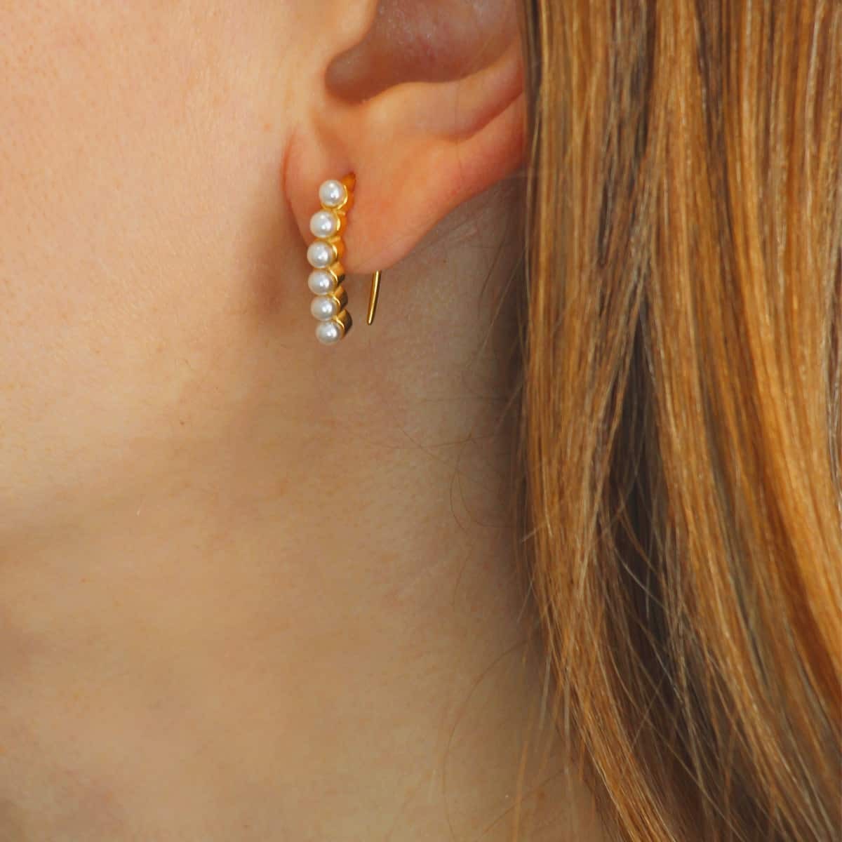 Pendientes perlas CPE202 dorado plateado
