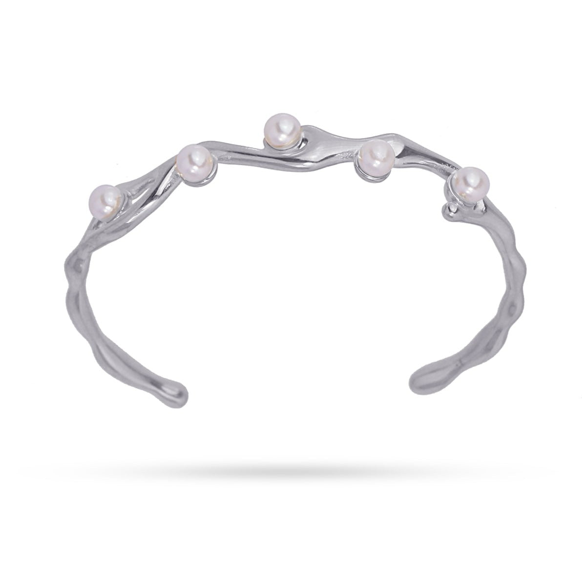 pulsera rígida acero abierta orgánica perlas anartxy