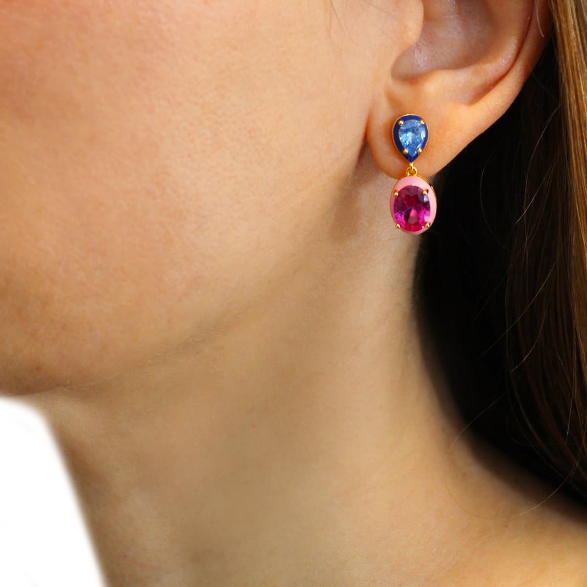 Pendientes esmalte y circonita CPE192 Anartxy